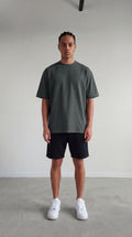 CAMISETA OVERSIZE GRIS PLOMO 250 GRAMOS.